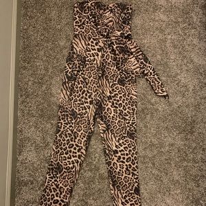 Cheetah Print Crop Top Jump suit